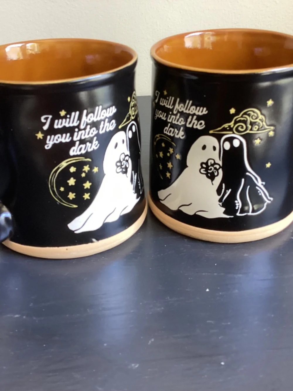 Brand New Set of 2 Spectrum Halloween Embossed Mugs “I will follow you into..”